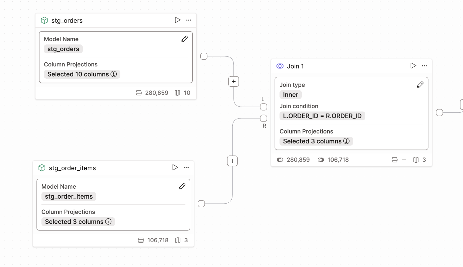 Click and drag your cursor to connect operators. Click and drag your cursor to connect operators.