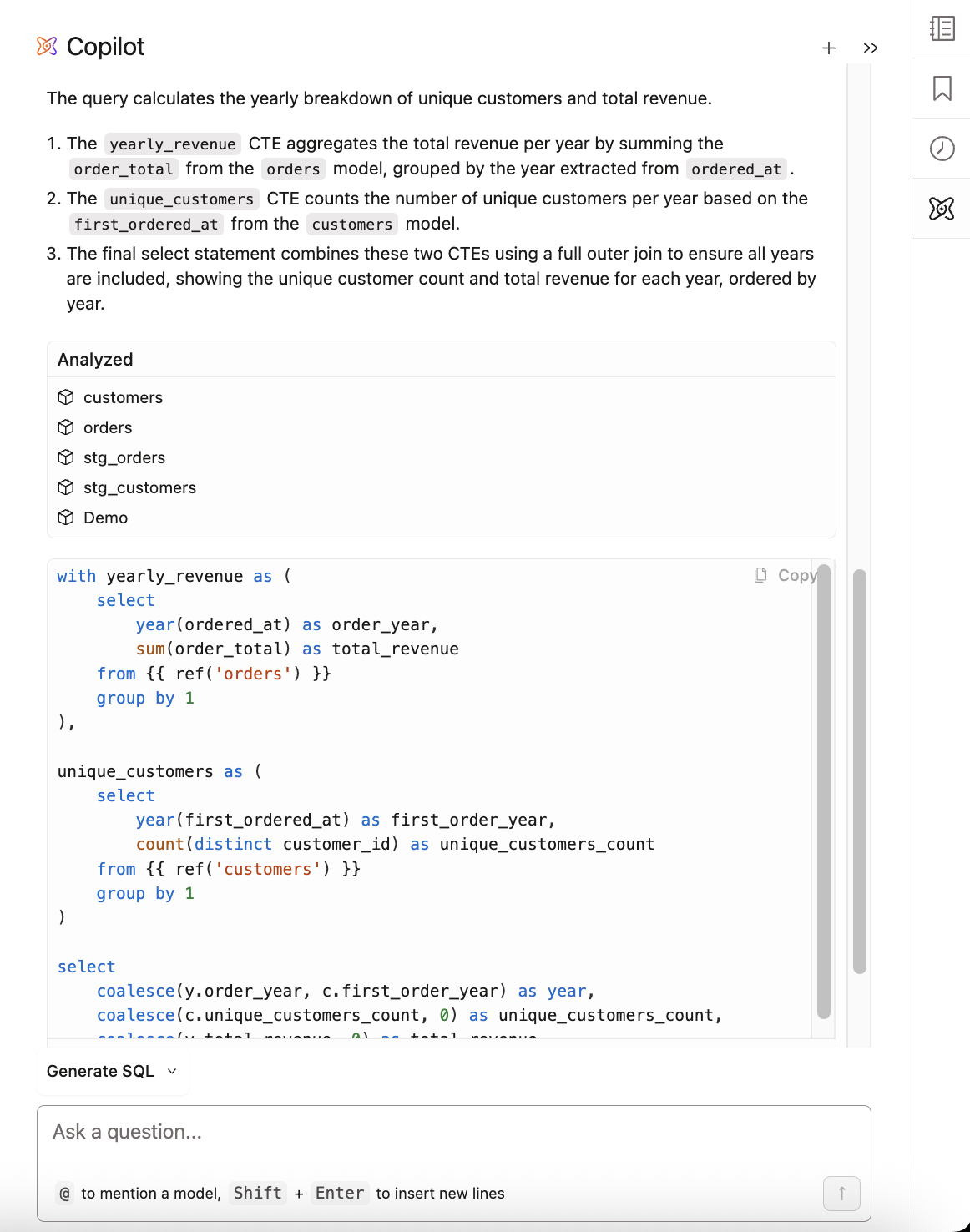 dbt Insights with dbt Copilot